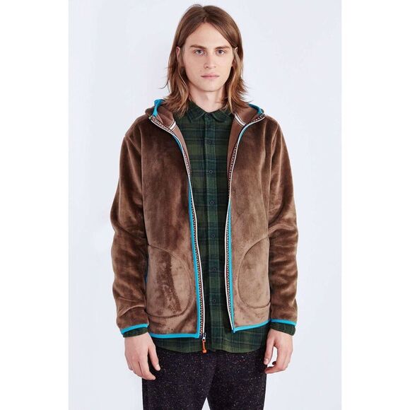 Koto Other - Koto Polar Fleece Hoodie Jacket Mens Size L Brown Warm Surf Mountain Casual